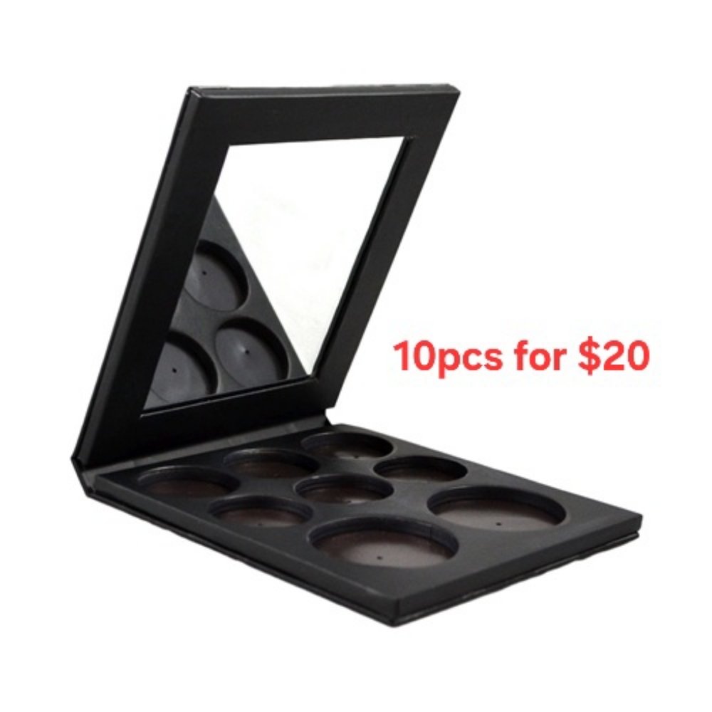 Empty Magnetic Palette#8  10pcs -2 Large Wells+6 Small Wells-With Mirror.